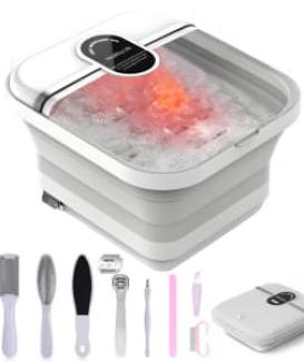 Spa para Pies Plegable,Masajeador de Pies de Spa con Calor,Burbuja y Hidromasaje para Pie,Tina para Pedicure para Relajar y Aliviar Músculos del Pie con Juego de Pedicura Adicional