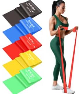 Meajax Ligas de Resistencia para Ejercicio, Bandas de Resistencia 5PCS, Banda Elástica Resistencia para Yoga, Pilates, Bandas Elásticas para Ejercicio, Entrenamiento en Hogar Gimnasio o Exteriores
