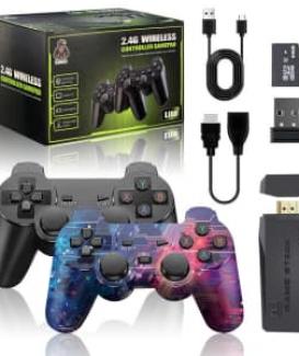 Consola de Juegos Retro 64G con 20000 Juegos, Consola de Videojuegos, Mando Inalámbrico, Salida HDMI TV, Game Stick 4K x2, Regalo para Niños y Adultos